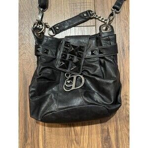 Vintage Y2k Women's Dereon Handbag Shoulder Purse Black Studded 2000s Bedazzled